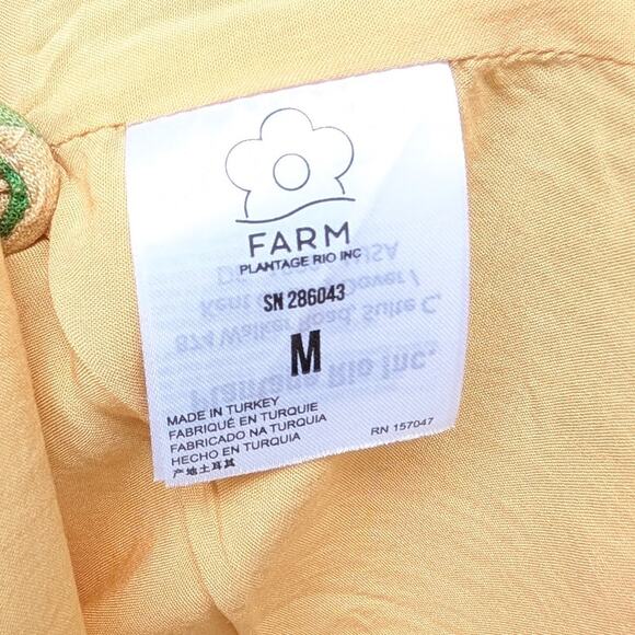 FARM Rio Orange Sands Citrus Print One Shoulder Linen Blend Mini Dress, size M - Picture 7 of 9